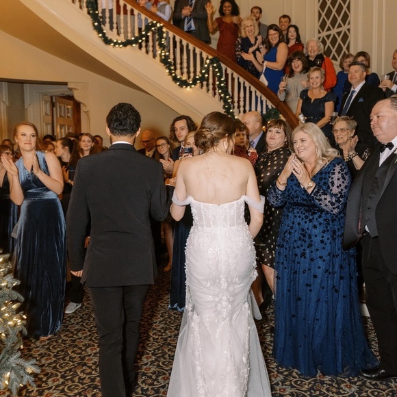 Mac Duggal Velvet Floral Appliqué Long Sleeve Gown- Size 20 - Picture 11 of 11